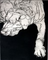 Resting An Etching by Tor Hildyard