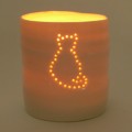 Tea Light Holders (pair) - Cat and Heart