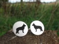 A Pair of Silver German Shepherd Cufflinks by Hannah Louise Lamb