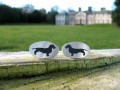 A Pair of Silver Wirehaired Dachshund Cufflinks by Hannah Louise Lamb